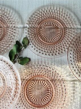 Vintage Anchor Hocking Pink Hobnail Plates